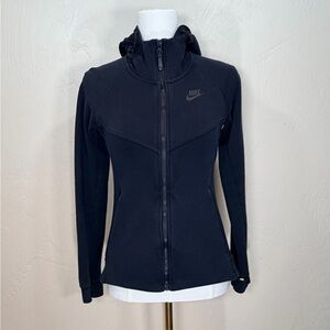 Nike Women's Black Sportwear Tech Fleece Hooded Full-Zip Training Jacket